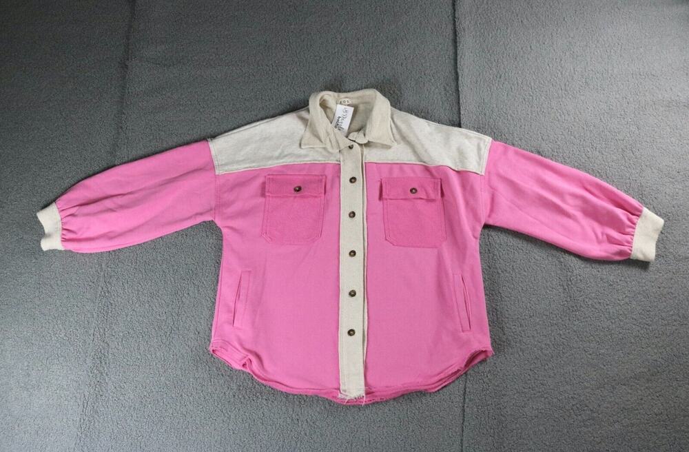 New Anthropologie  POL Jacket Womens Small Pink Color Raw Hem Long Sleeve